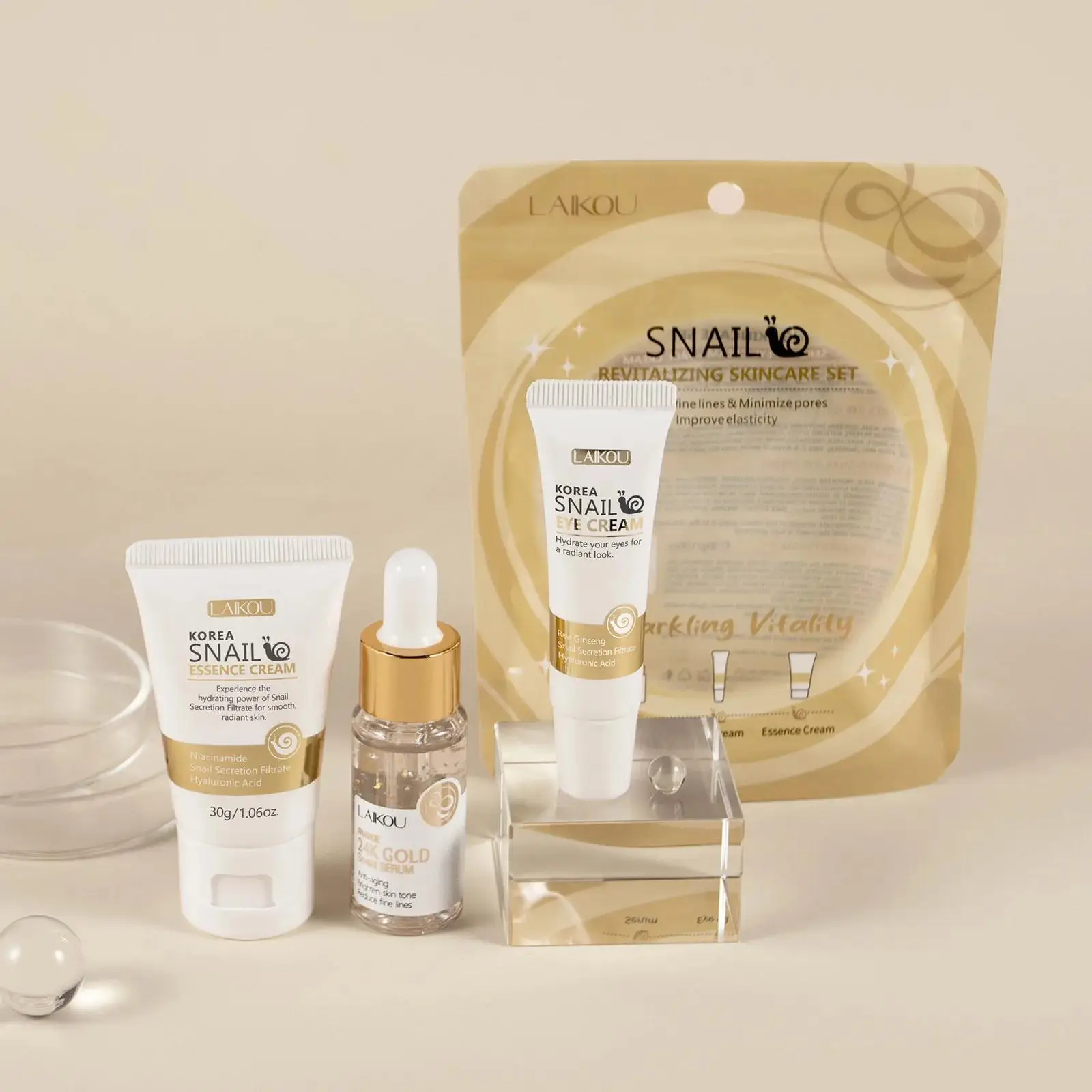 Luxury Skincare China - 24k ouro caracol reparação soro creme