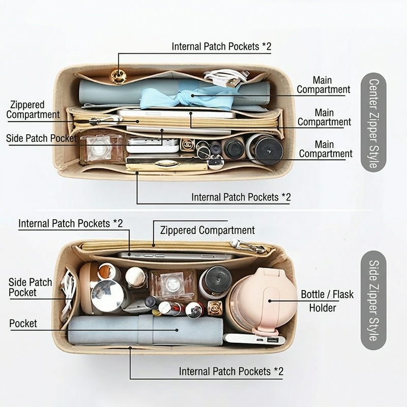 Organizador de Bolsa de Feltro - Luxury Skincare And Makeup Brands avaliação e preço